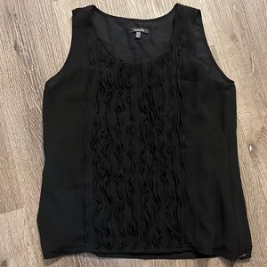 RAFAELLA Black Ruffled Front Sleeveless Blouse size medium